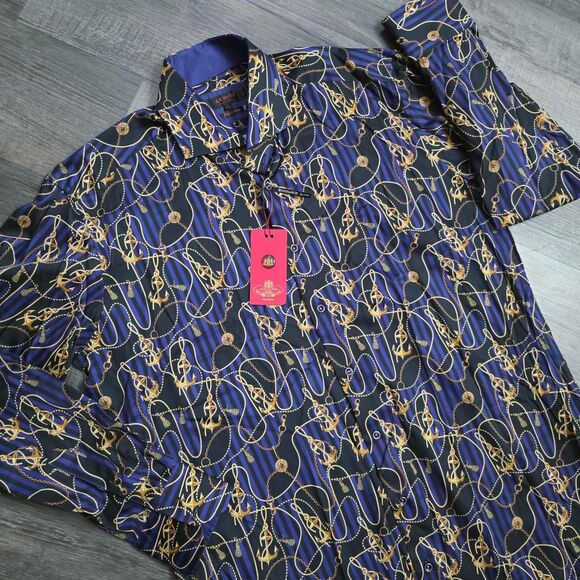 Source Unknown Other - Axxess Men's Blue and Gold nautical print